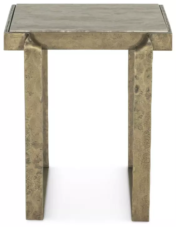 Rhodes Antique Brass and Marble Top Square Side Table