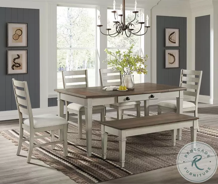 Bloomfield Medium Brown And Washed Stone Dining Room Set