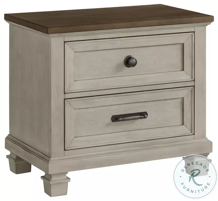 Bloomfield Medium Brown And Washed Stone 2 Drawer Nightstand