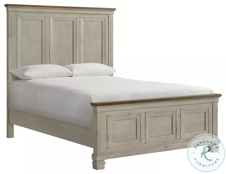 Bloomfield Medium Brown And Washed Stone Queen Panel Bed