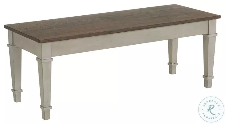 Bloomfield Medium Brown And Washed Stone Dining Bench