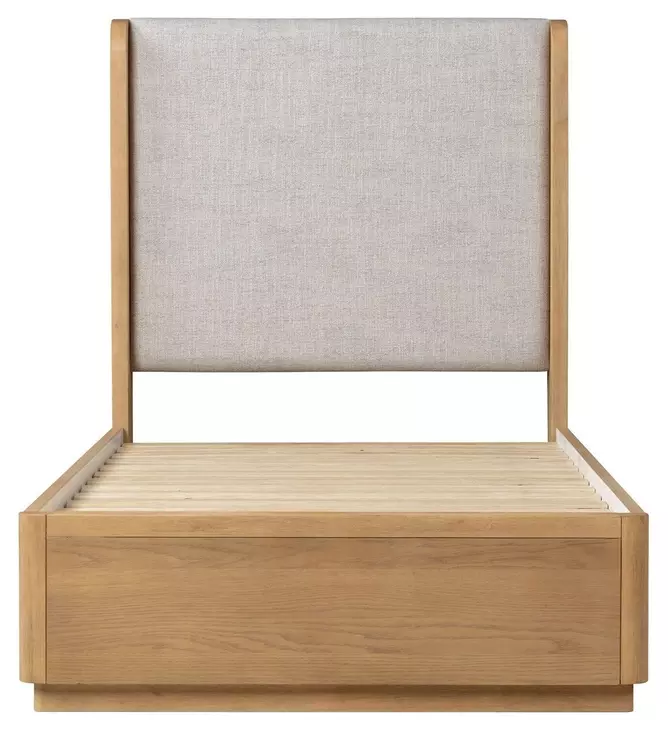 Modena Natural and Cream Twin Upholstered Panel Bed