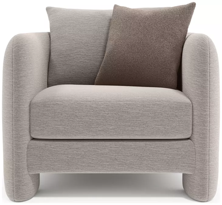 Rowan Beige Upholstered Lounge Chair with Pillow