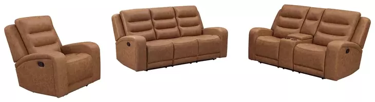Napa Wrangler Clay Leather Triple Reclining Living Room Set