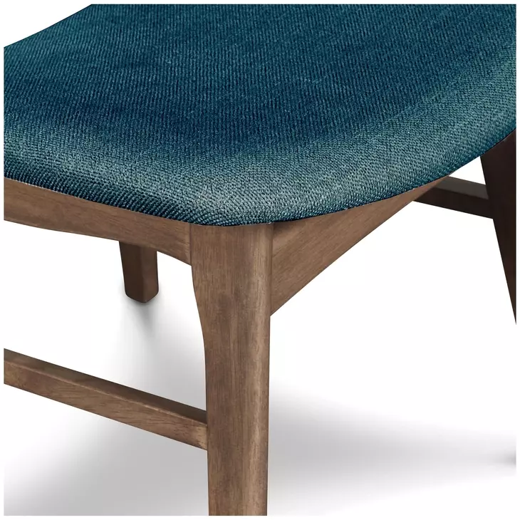 Oscar Walnut and Teal 42" Round Glass Top Dining Set with 4 Cushion Chairs