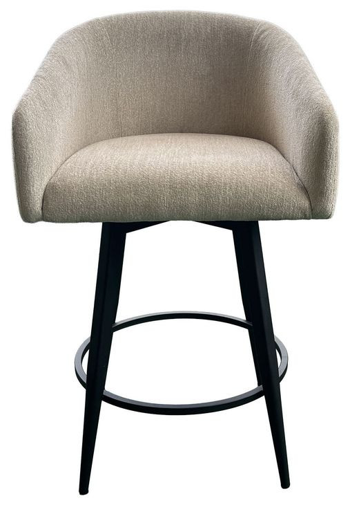 Metal Base Barstools Champagne Performance Fabric Swivel Barrel Bar Stool