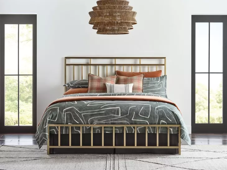 Acquisitions Brushed Gold King Aspire Metal Bed