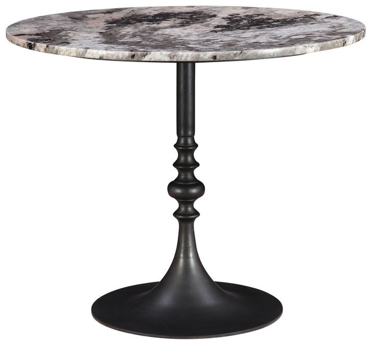 Bordeaux Black and Gray 36" Round Marble Top Bistro Table