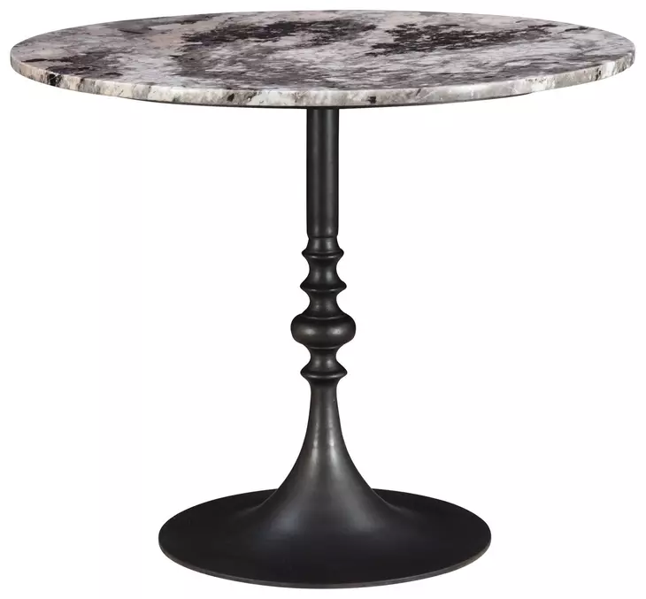 Bordeaux Black and Gray 36" Round Marble Top Bistro Table