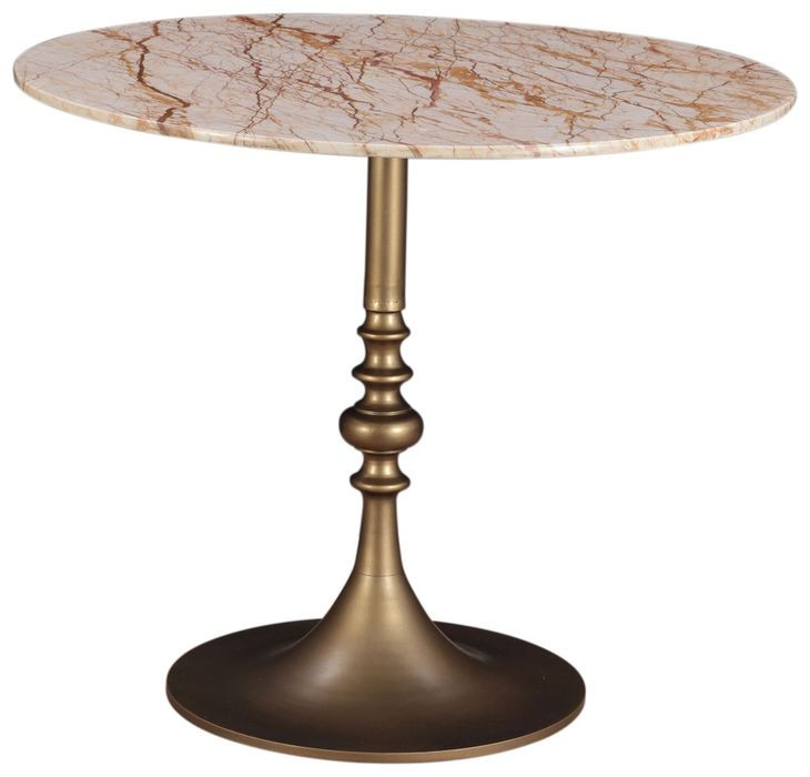 Bordeaux Retro Impulse and Antique Gold 36" Round Marble Top Bistro Table