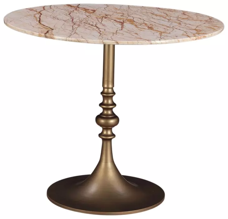 Bordeaux Retro Impulse and Antique Gold 36" Round Marble Top Bistro Table
