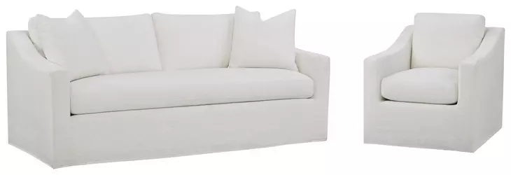 Augustine Cream Slipcover Apartment Living Room Set
