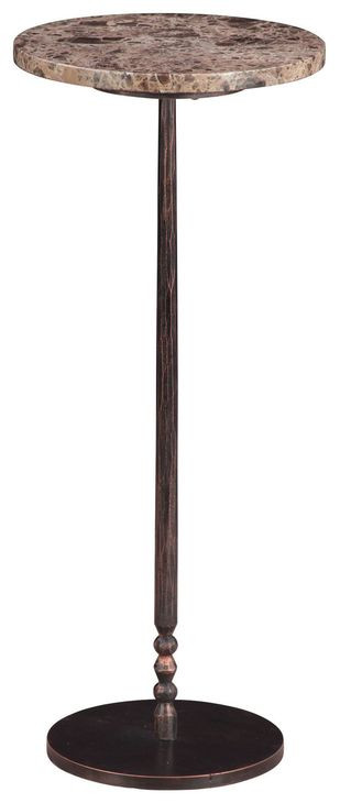 Rochester Dark Emperador and Natural Round Marble Top Side Table