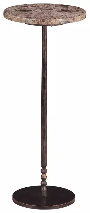 Rochester Dark Emperador and Natural Round Marble Top Side Table
