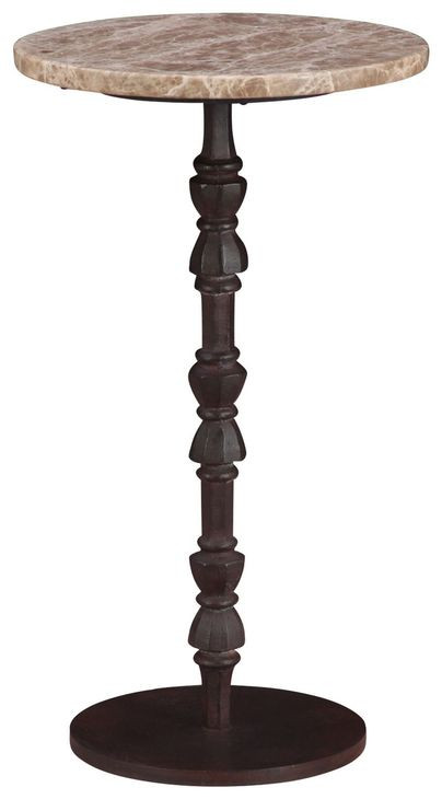 Rochester Light Emperador and Natural Round Marble Top Side Table