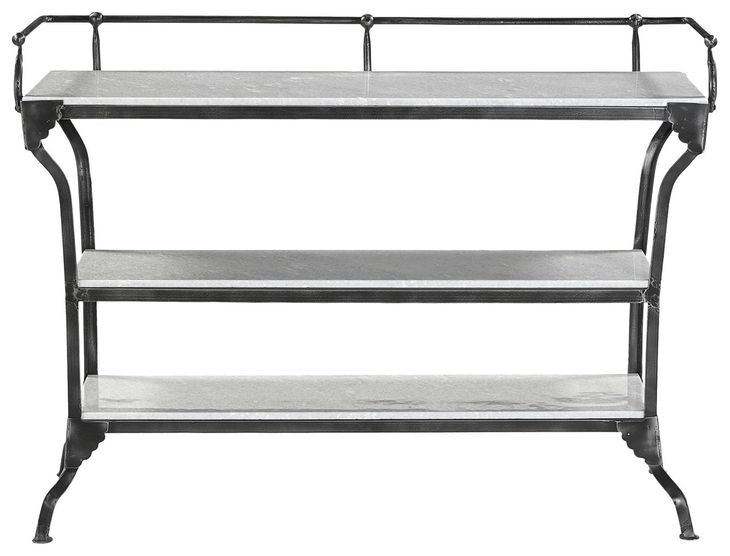 Calloway White and Black Rectangular Marble Top Console Table