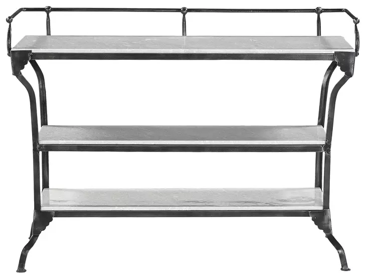 Calloway White and Black Rectangular Marble Top Console Table