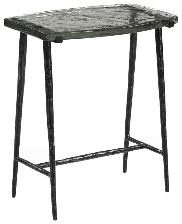 Calloway Black Rectangular Glass Top Side Table