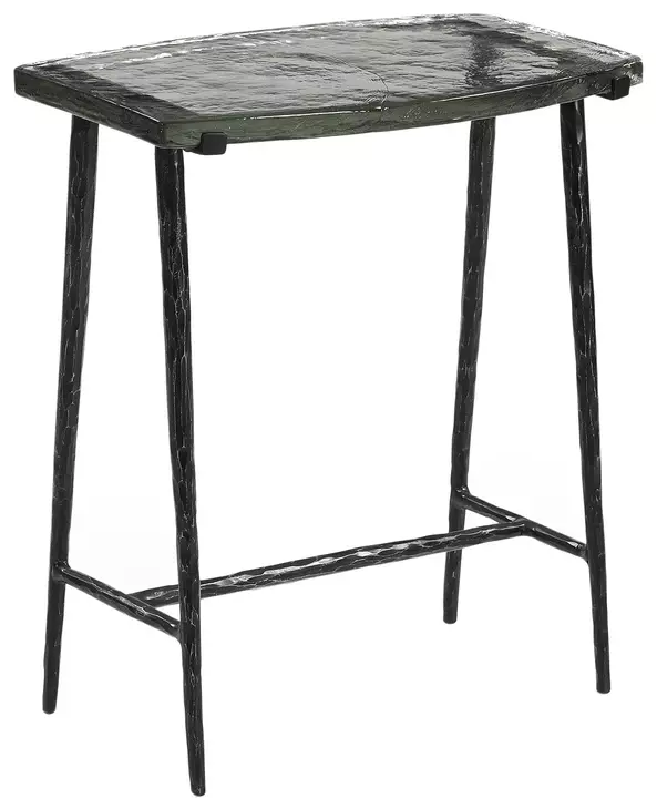 Calloway Black Rectangular Glass Top Side Table