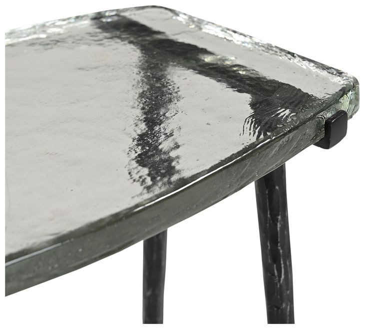 Calloway Black Rectangular Glass Top Side Table