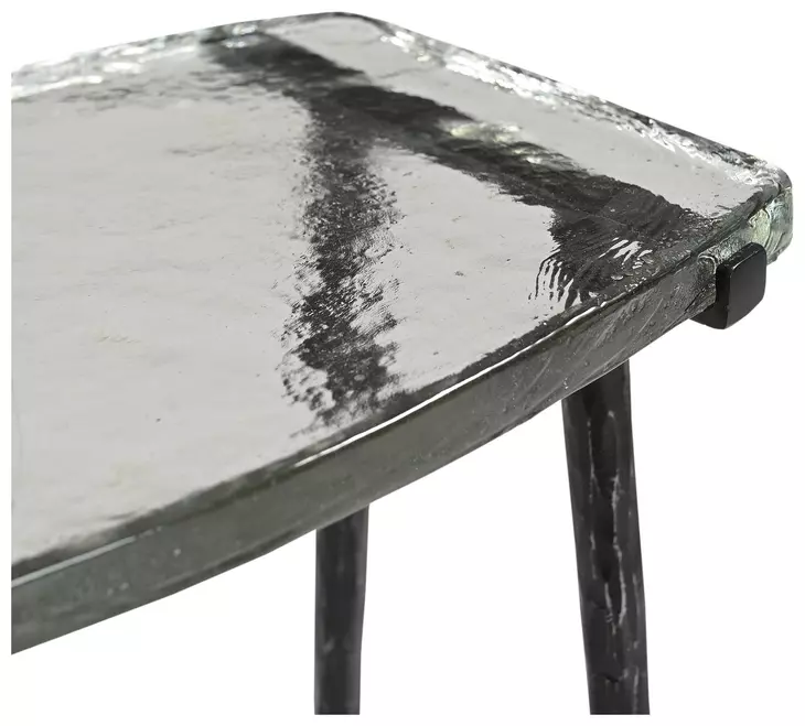 Calloway Black Rectangular Glass Top Side Table
