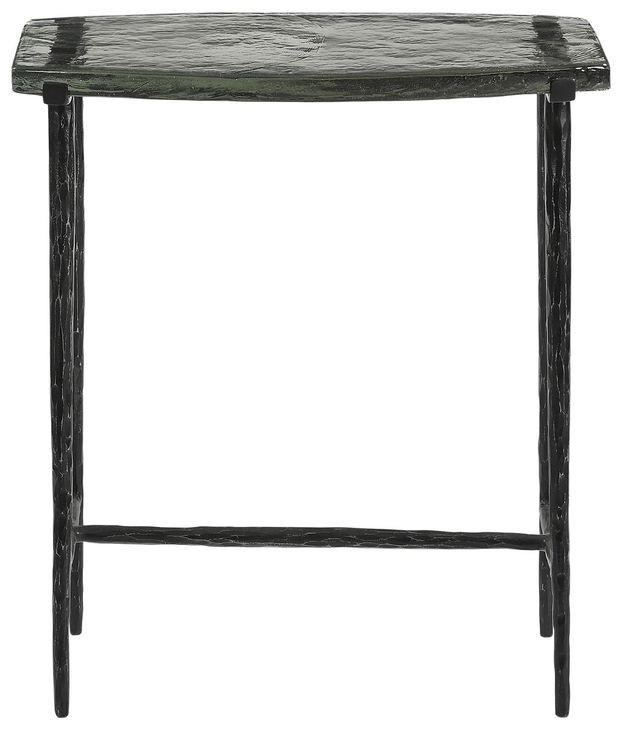 Calloway Black Rectangular Glass Top Side Table