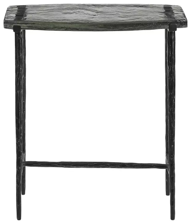 Calloway Black Rectangular Glass Top Side Table