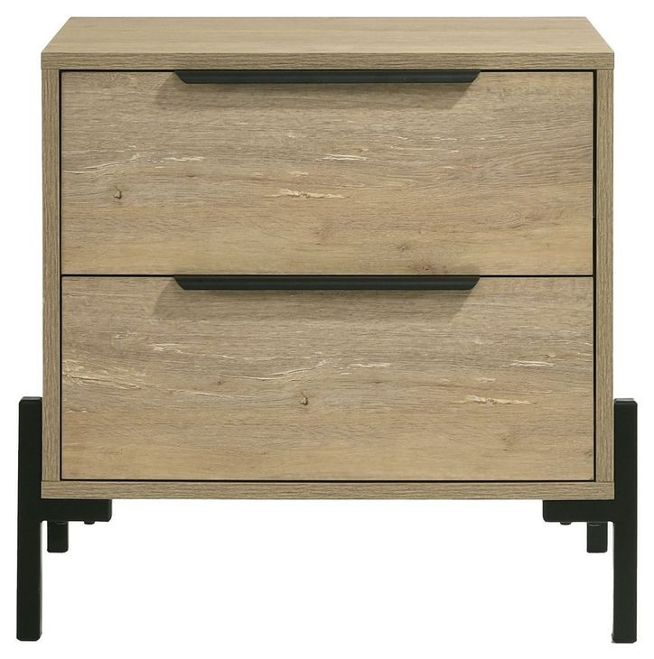 Newhall Vintage Oak Melamine 2 Drawer Nightstand