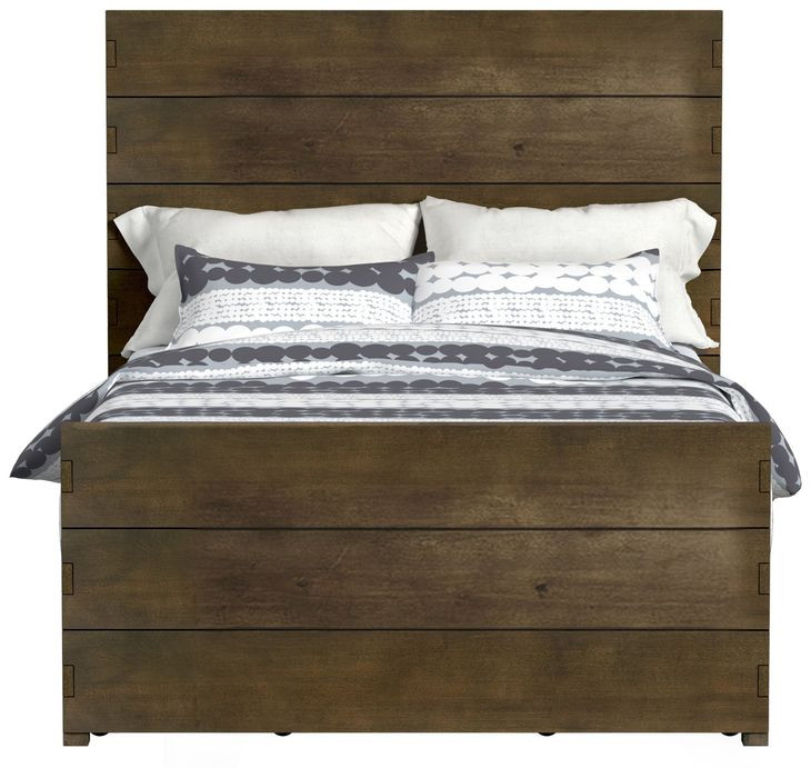 Dovetail Graphite Full Panel Bed with 2 Drawers