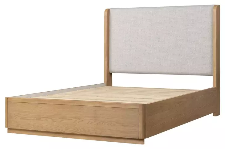 Modena Natural and Cream Full Upholstered Panel Bed