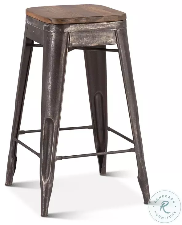 Rustic Revival Light Brown Industrial Bar Stool