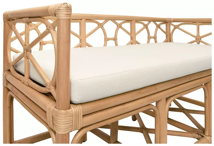 Ferguson Ivory Performance Cushion Bench In Rattan Frame