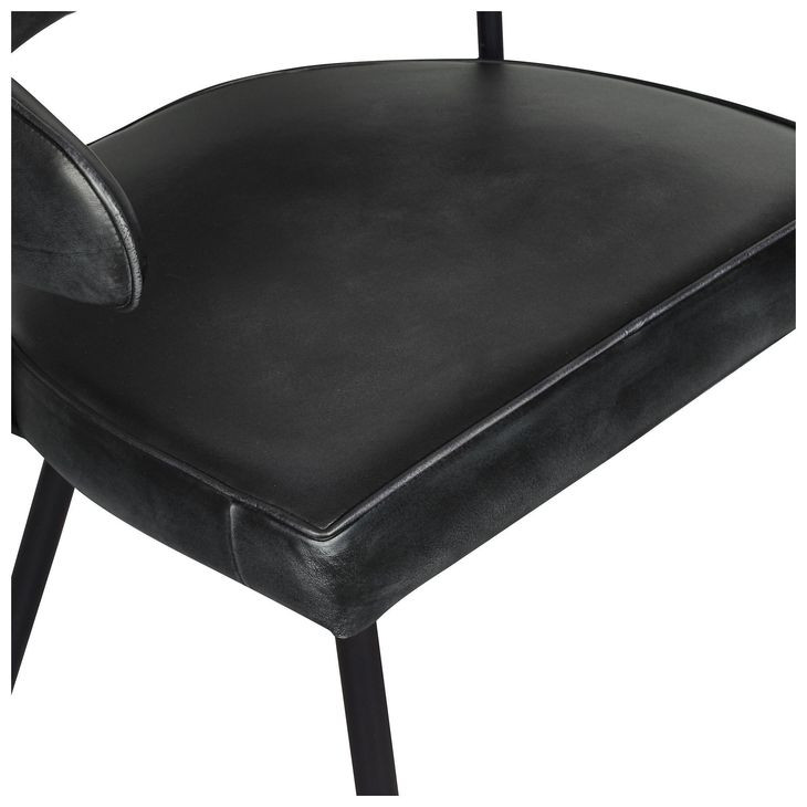 Brisbane Weathered Black Leather Upholstered Dover Arm Chair