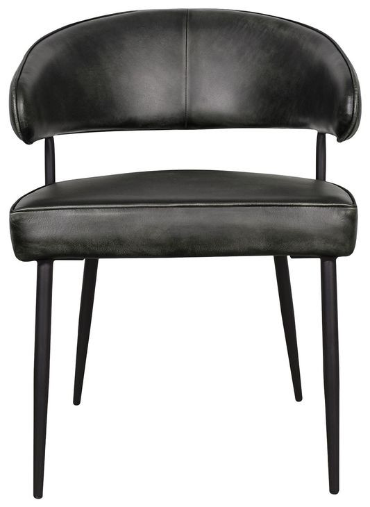 Brisbane Weathered Black Leather Upholstered Dover Arm Chair