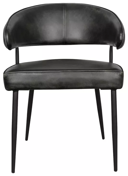Brisbane Weathered Black Leather Upholstered Dover Arm Chair