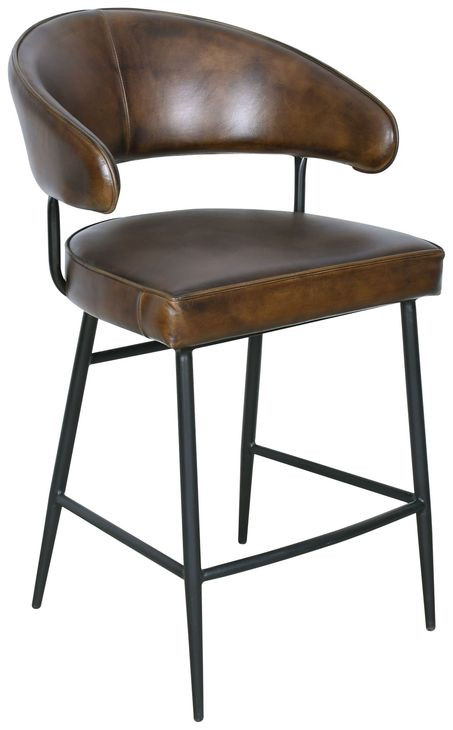Brisbane Chestnut Leather Dover Counter Height Stool