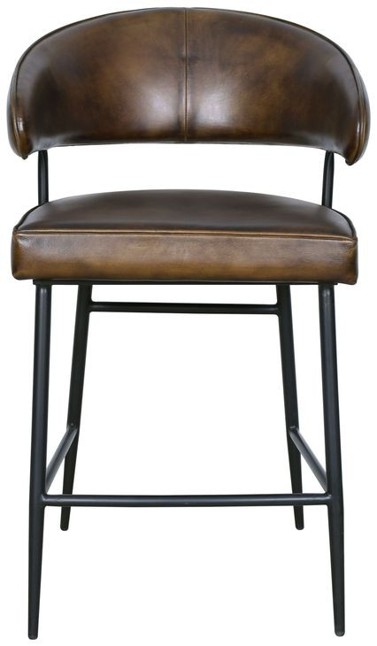 Brisbane Chestnut Leather Dover Counter Height Stool