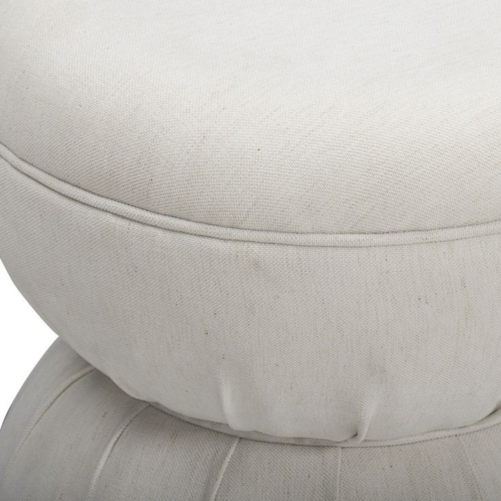 Tomlin Cream Performance Fabric Upholstered Round Ottoman