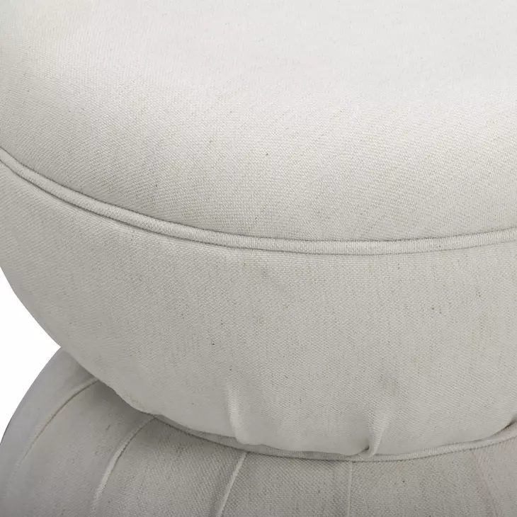 Tomlin Cream Performance Fabric Upholstered Round Ottoman