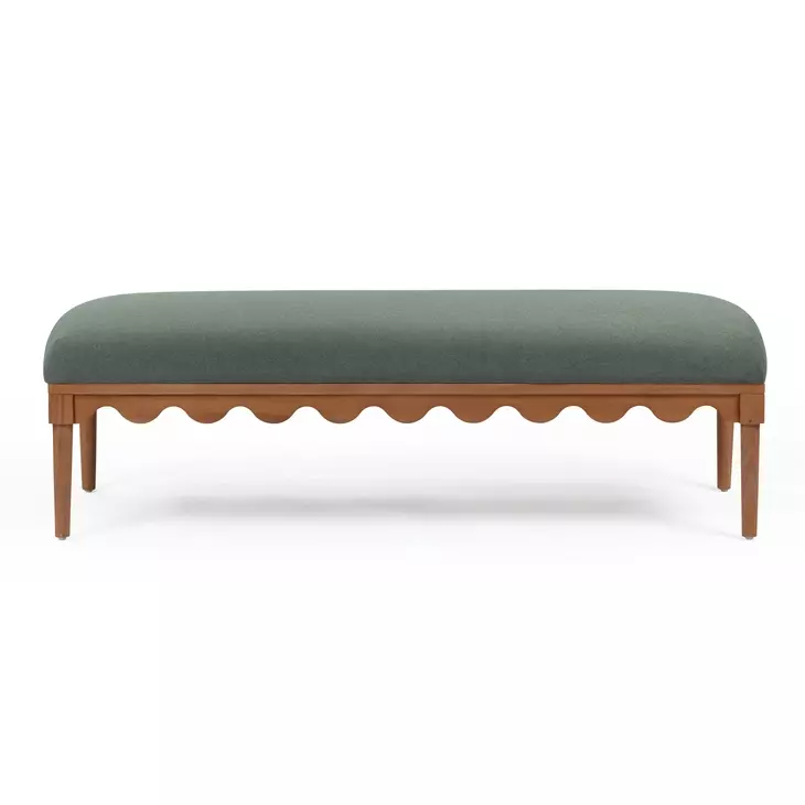 Oodle Green Performance Fabric Upholstered Accent Bench