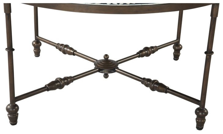 Ozark Black Floral Horn Inlay Round Coffee Table