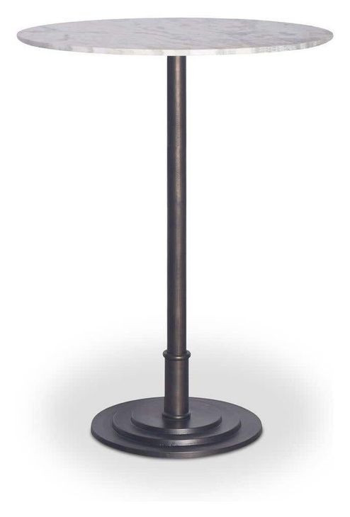 Tori White and Brown Outdoor 30" Round Marble Top Bar Table