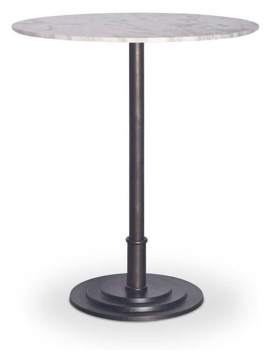 Tori White and Brown Outdoor 30" Round Marble Top Counter Height Table