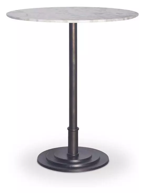 Tori White and Brown Outdoor 30" Round Marble Top Counter Height Dining Table