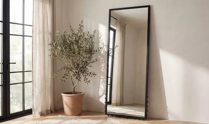 Figaro Black Rectangular Floor Mirror