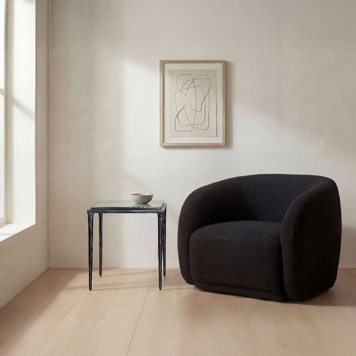 Mari Clear and Black Square Glass Top Side Table