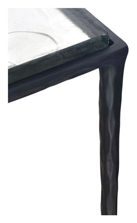 Mari Clear and Black Square Glass Top Side Table