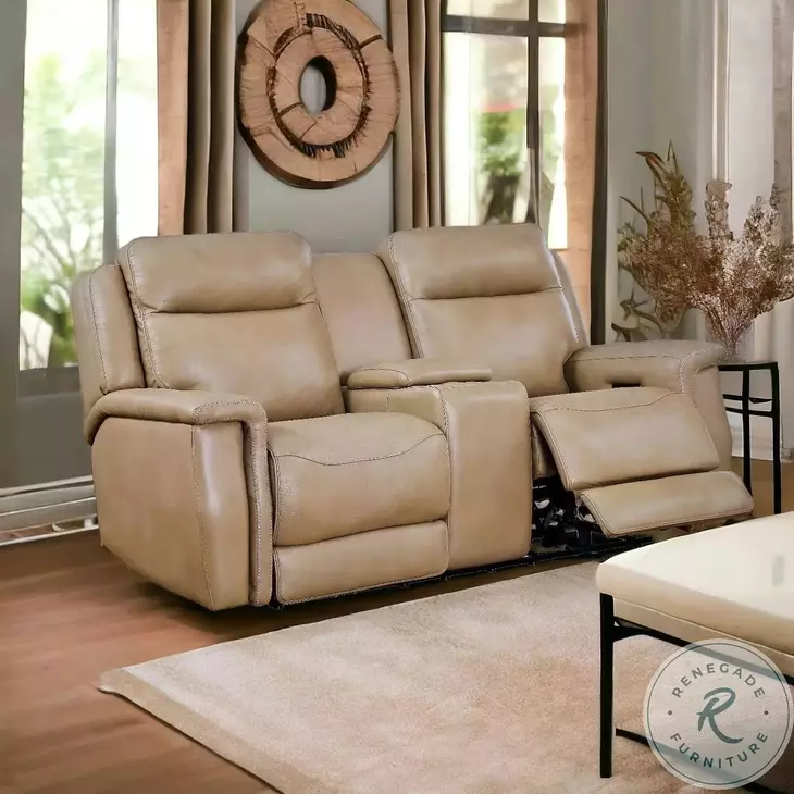 FinesseCraft Saddle Leather 77" Zero Gravity Power Reclining Console Loveseat with Power Headrest and USB Charging