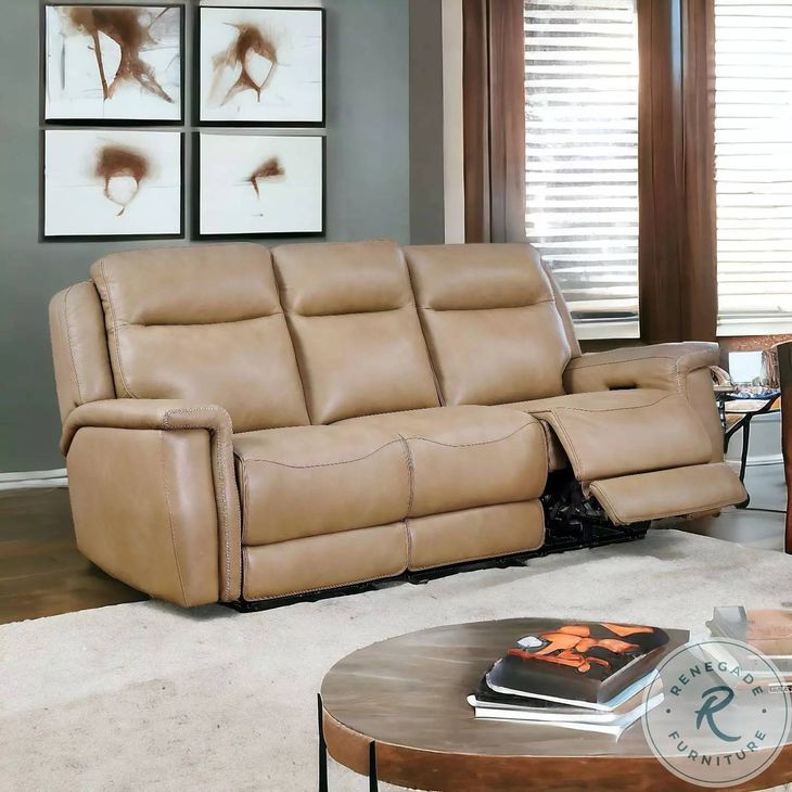 Fischer Saddle Leather 86" Zero Gravity Power Reclining Sofa with Power Headrest and USB Charging