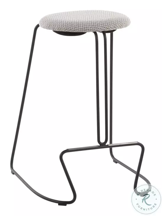Finn Black Steel And Light Grey Fabric Counter Height Stool Set Of 2